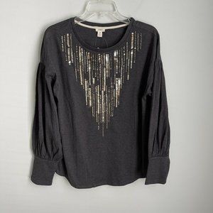 Anthropologie Tiny Gray Chiara Sequined Top